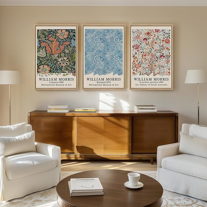 Framed William Morris Wall Art Set of 3, Large Vintage Floral Botanical Canvas - Image 5
