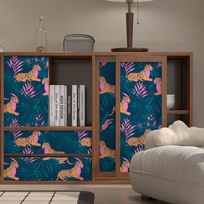 BOKEBEVE Tiger Wallpaper Peel and Stick Jungle Tropical Contact Paper Vintage - Image 4