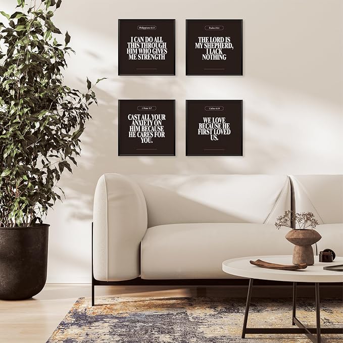 Locomiss Black Christian Wall Art Decor Posters, Minimalist Jesus Scripture - Image 3