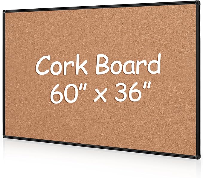 Extra Large Cork Bulletin Board 60" X 36", Wall Mounted Notice Pin Board by Justdowhatyouwanttodo
