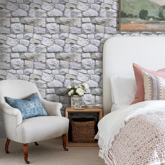 3D Faux Stone Wall Panels Peel and Stick Whitewash, Stone-Look Textured Wall - Image 7