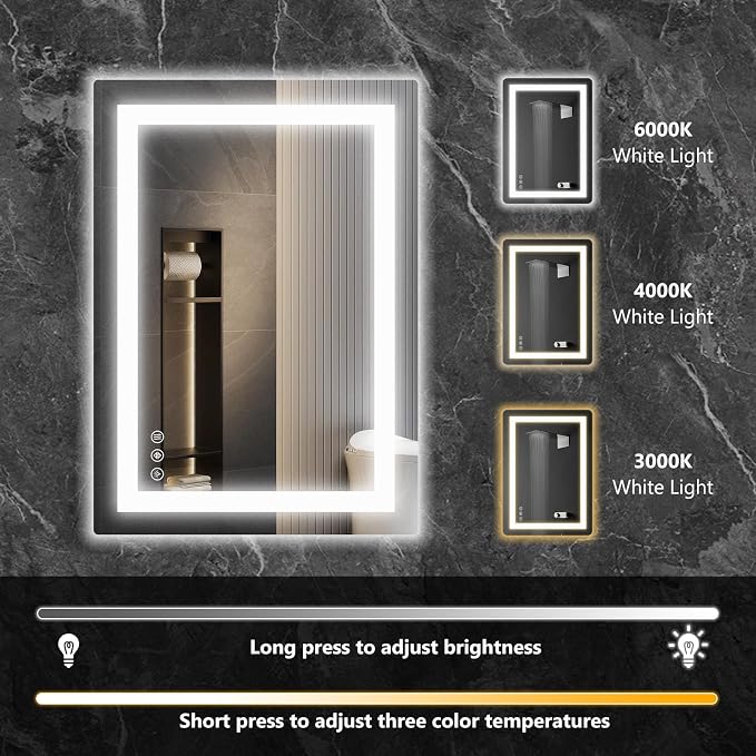 Sweetcrispy 28"x36" Smart Anti-Fog LED Bathroom Mirror - Image 7
