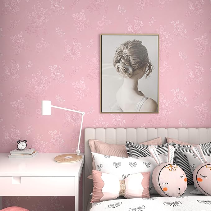 Pink Wallpaper Silk Embossed Floral Pink Contact Paper Peel and Stick Self - Image 3