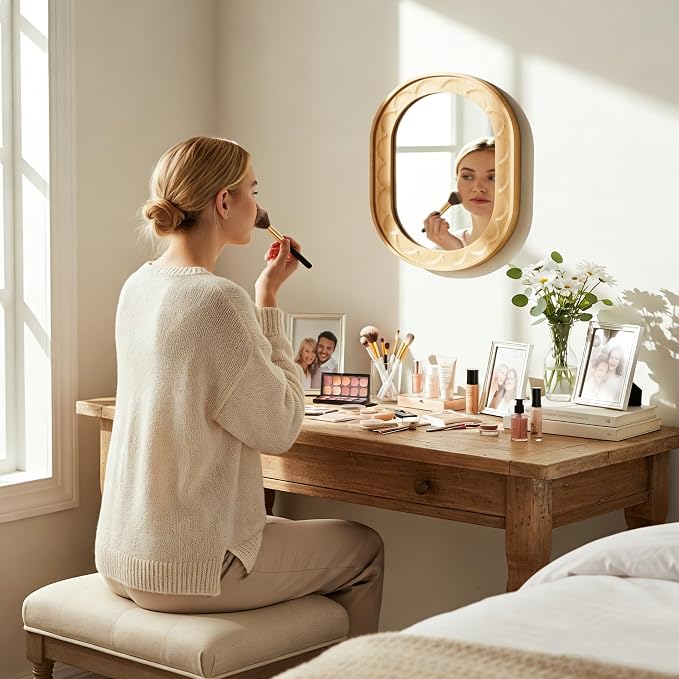 Entryway Small Mirrors for Wall, 16 x 12 Inch Bathroom Wood Mirror - Image 7