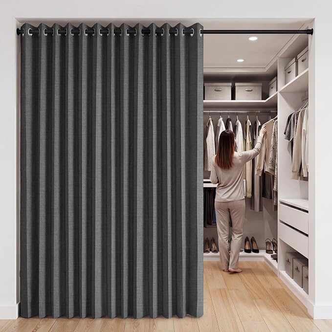 RYB HOME Accordion Style Room Divider Curtain-100% Blackout Folding Accordion - Image 8