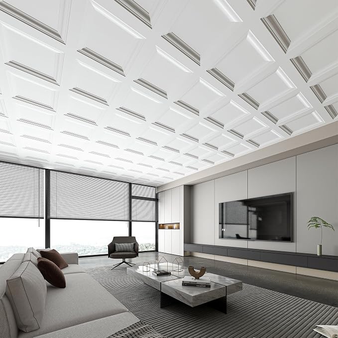 Art3d 36-Pack Square Drop Ceiling Tile 2ft x 2ft in White, PVC Ceiling Panel 24 - Image 4