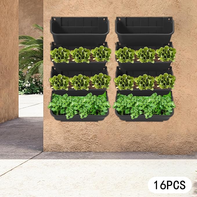 Vertical Wall Planter with 16 Pots, Hanging Garden Plant Flowerpot Holder - Image 6
