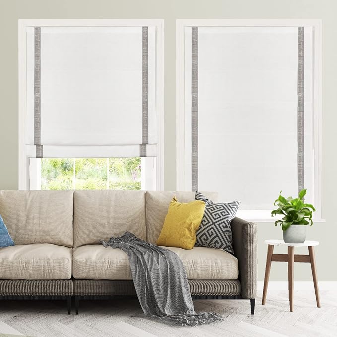 Cordless Roman Shades for Windows, Fabric Insulated Thermal Roman Blinds for - Image 3