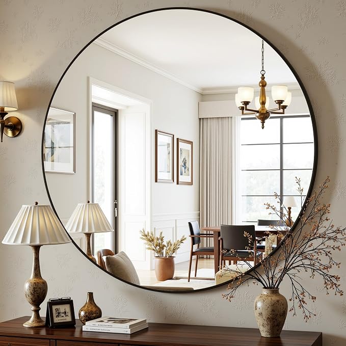 Antok 30 Inch Round Mirror for Wall, Round Bathroom Mirror, Circle Wall Mirrors by AntokMirror