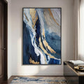 Extra Large Framed Blue Abstract Wall Art by Cuspin
