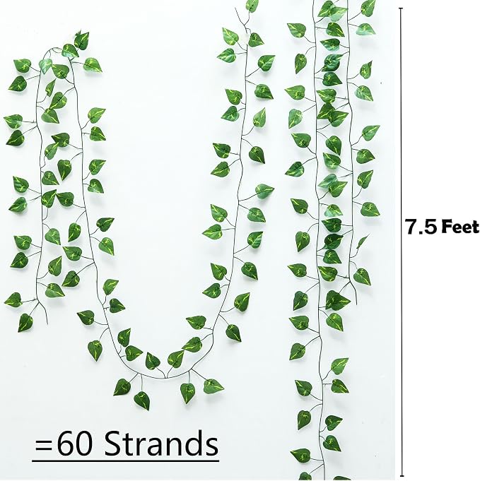450 Feet 60 Pack Fake Greenery Hanging Garland, Artificial Ivy Leaf Plants - Image 2