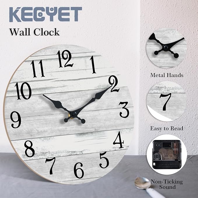 KECYET Wall Clock Battery Operated 18 Inch Large Gray Silent Non Ticking - Image 7