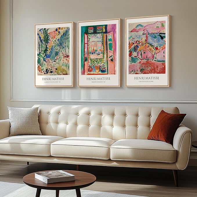 Framed Matisse Wall Art, 3 Piece Large Canvas Abstract Art Prints - Image 2