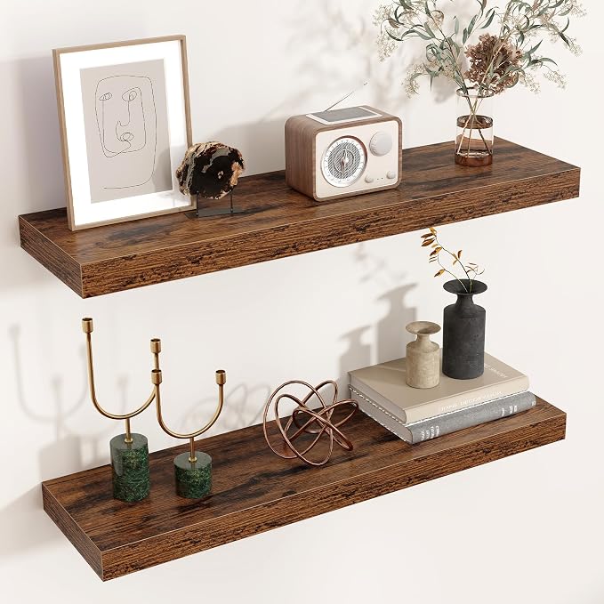 Floating Shelves for Wall 24 inch Long, Engineered Wood Wall Shelves by Venusmiles