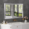 Amorho 40x30 Inch Bathroom Mirror Silver, Thick Metal Framed Wall Mirrors by Amorho