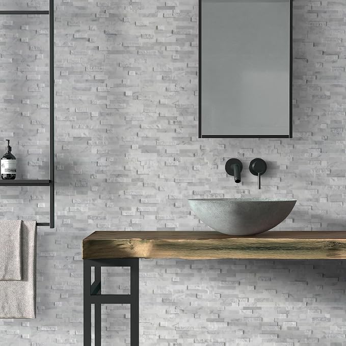 SUNWINGS 5-Sheet Peel and Stick Mosaic Natural 3D Stone Self Adhesive Marble - Image 8