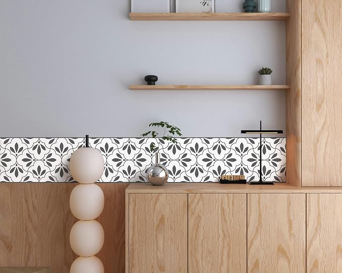 FLFK Wallpaper Border Black and White Patterns Peel and Stick Wall Border Self - Image 3