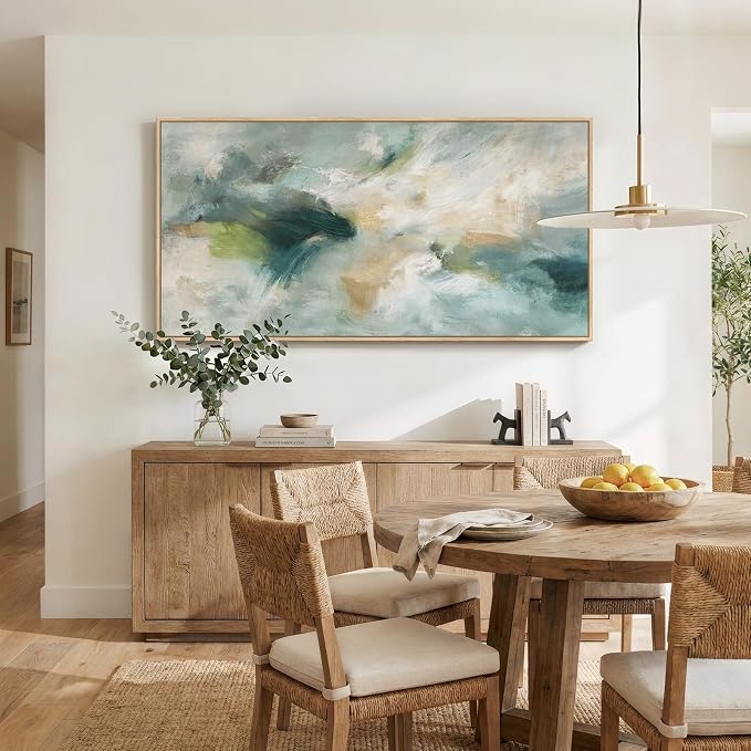 Large Framed Sage Green Abstract Wall Art - Image 3