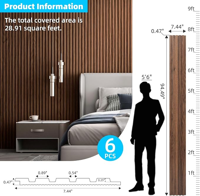 Art3d 6-Piece Wood Slat Panels for Stylish Interior Decor and Ceiling Decoration - Image 5