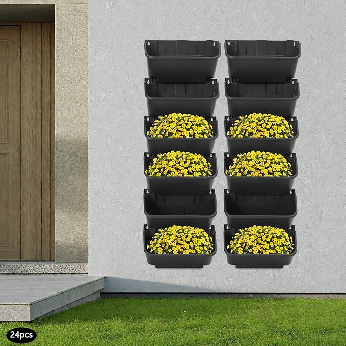 Vertical Wall Planter with 24 Pots, Hanging Garden Plant Flowerpot Holder - Image 2