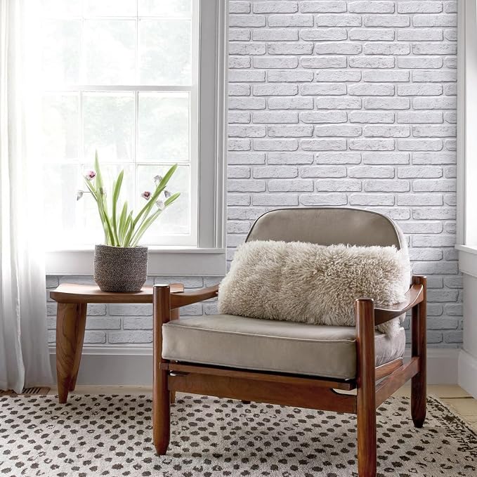 COMSTICKC 3D White with Gray Spots Faux Brick Wall Panel Peel and Stick Wall - Image 6