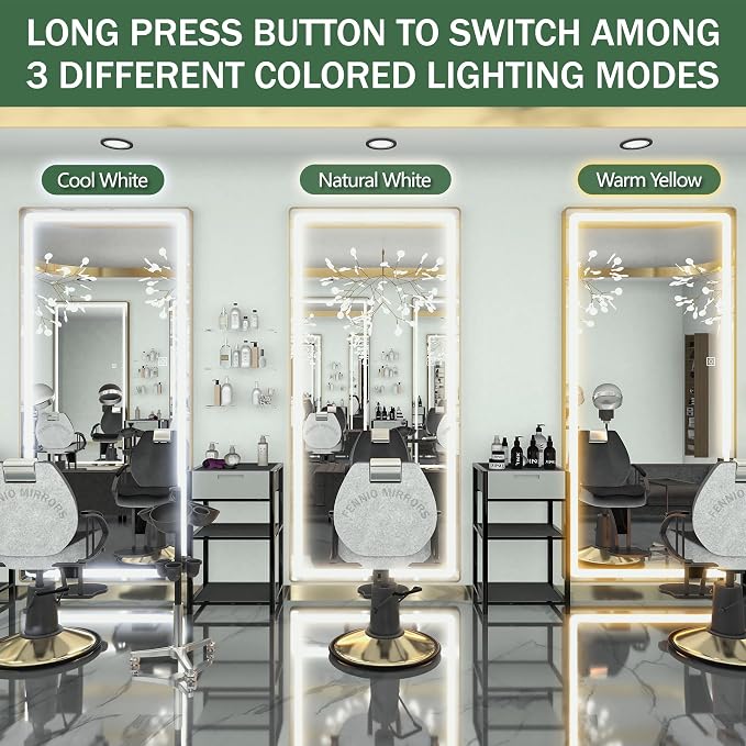 FENNIO Full Length Mirror with Lights, Free Standing Lighted Floor Mirror - Image 4