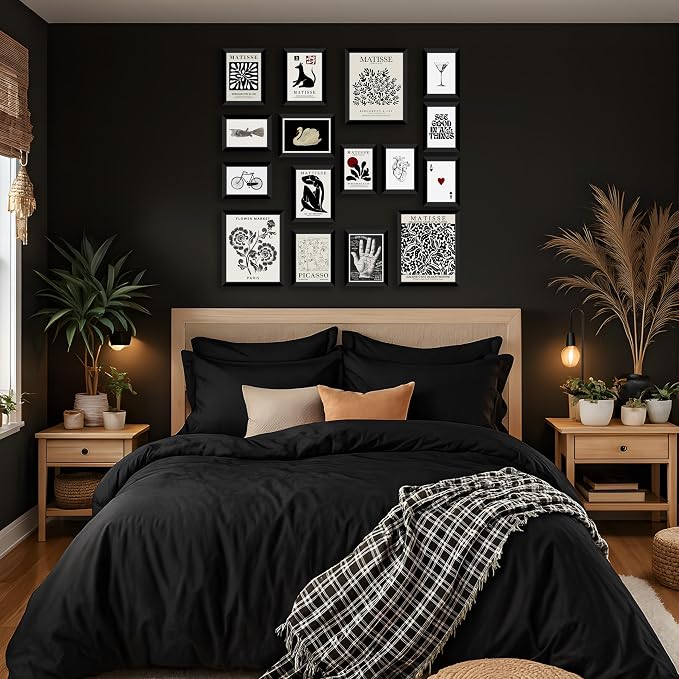 LANCHI95 16 PCS FRAMED Black and White Home Decor, Eclectic Wall Art, - Image 6