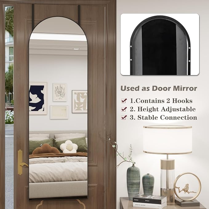 Arched Full Length Door Mirror 14x48, Metal Frame - Image 7