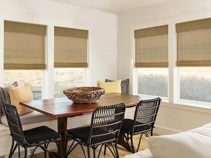LazBlinds No Tools No Drill Cordless Bamboo Roman Shades, Custom Light - Image 4