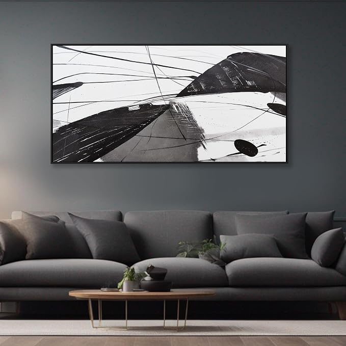 Abstract Wall Art Home Wall Decor Black and White Framed Canvas painting - Image 3