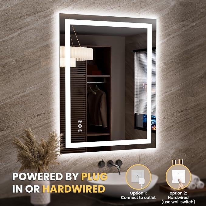 LOAAO 27.6"x35.4" LED Mirror for Bathroom, Lighted Bathroom Mirror - Image 7