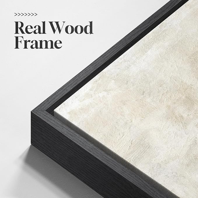 Framed Neutral Abstract Wall Art, Modern Beige and Cream Canvas Prints Artwork - Image 5