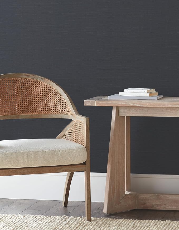 York Wallcoverings Natural Sisal Navy Peel and Stick Grasscloth Wallpaper - Image 3