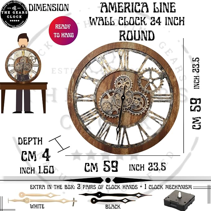 ImprovingLife The Gears Clock The Original Real Moving Gear Wall Clock Vintage - Image 6