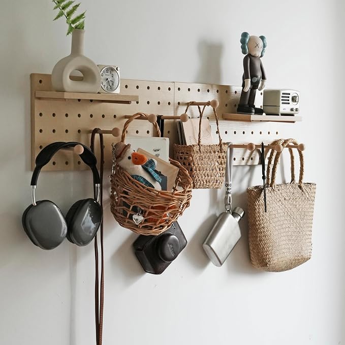 Wooden Pegboard Modular Display Organization Storage Wall Hooks Shelf - Image 5