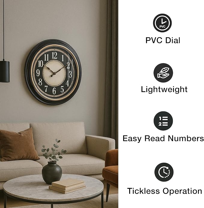 Pacific Bay Norden Huge Decorative Light-Weight 23-inch Wall Clock Silent - Image 3