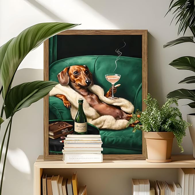 Framed Funny Dachshund Wall Art, Playful Dog Canvas Print - Image 7