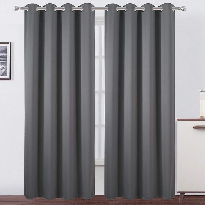 LEMOMO Grey Blackout Curtains/52 x 84 Inch/Set of 2 Panels Thermal Insulated by Lemomo