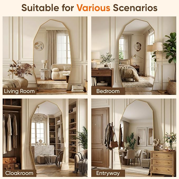 Antok Full Length Mirror, Free Standing Wall Mounted or Leaning Full Body Mirror - Image 8
