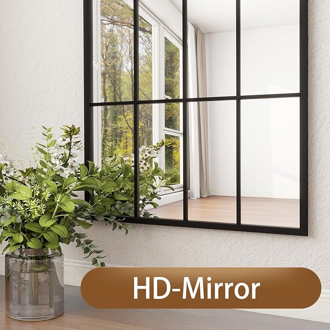 Full Length Mirror, Large Body Arched Wall Mounted Window Pane Mirrors - Image 6