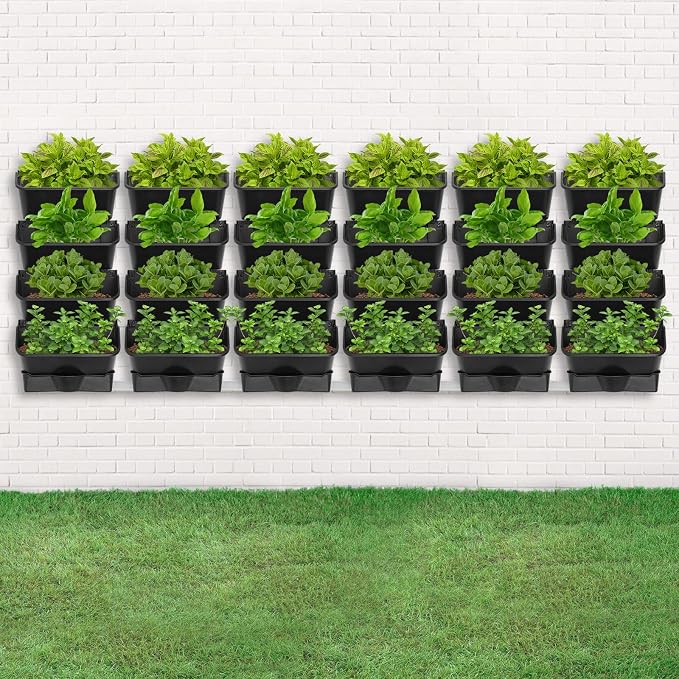 Vertical Wall Planter with 24 Pots, Hanging Garden Plant Flowerpot Holder - Image 3