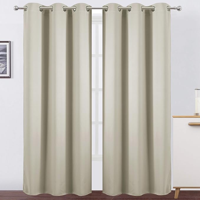 LEMOMO Light Beige Thermal Blackout Curtains/42 x 84 Inch/Set of 2 Panels Room by Lemomo