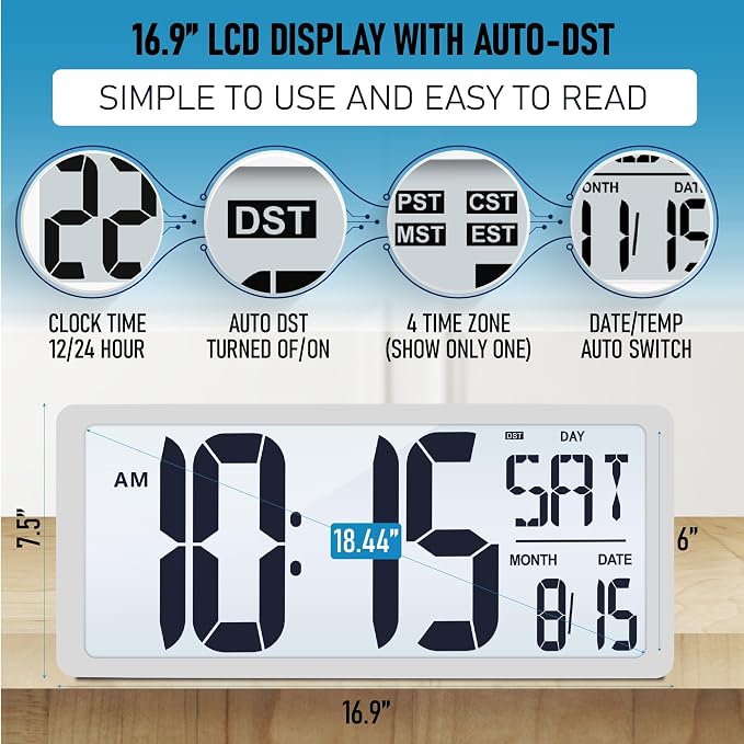 TXL 18.44" Large Digital Wall Clock - Image 3
