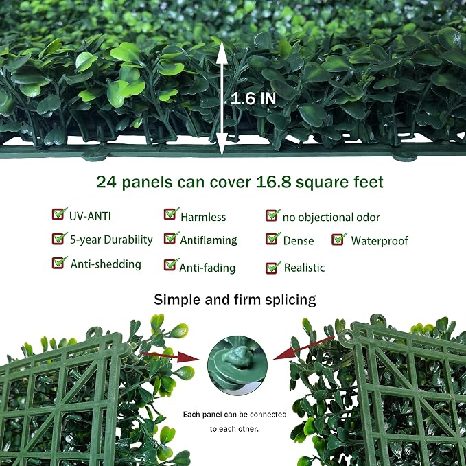 ODTORY Artificial Grass Wall Panel Backdrop, 10 X 10 in 24P UV-Anti Greenery - Image 3