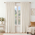 NICETOWN Cute Pom-Pom Trim Velvet Curtains 8 ft Long, Ivory White – Delicate by NICETOWN