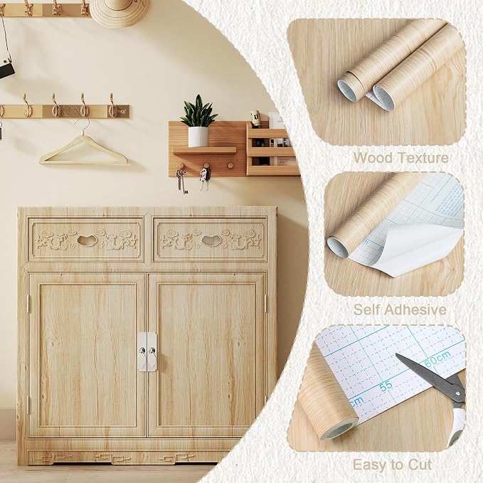 Vinjiasin Natural Wood Grain Wallpaper Wood Contact Paper Peel and Stick Oak - Image 5