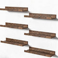 upsimples 6 Pack Wooden Floating Shelves, Wall Storage Decor Shelf by upsimples