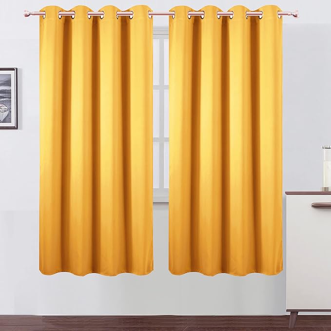 LEMOMO Yellow Thermal Blackout Curtains/52 x 72 Inch/Set of 2 Panels Room by Lemomo