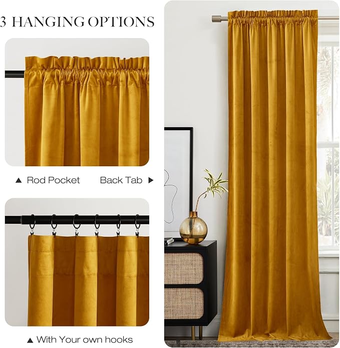 NICETOWN Yellowish Gold Velvet Curtains 84 inches Long - Image 8