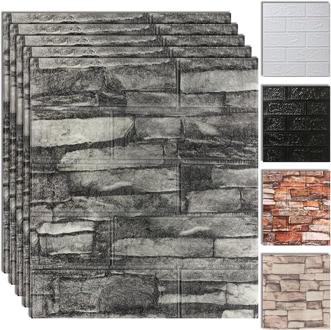 10PCS 3D Wall Panels Peel and Stick Foam, Self-Adhesive Decorative 3D Brick by SYYKDEF